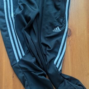 Adidas Black Joggers with White Stripes